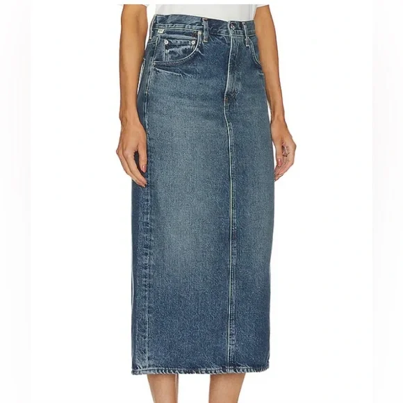 CITIZENS OF HUMANITY free people 
Daru Peri maxi denim Pencil Skirt 28 NW - Picture 2 of 13